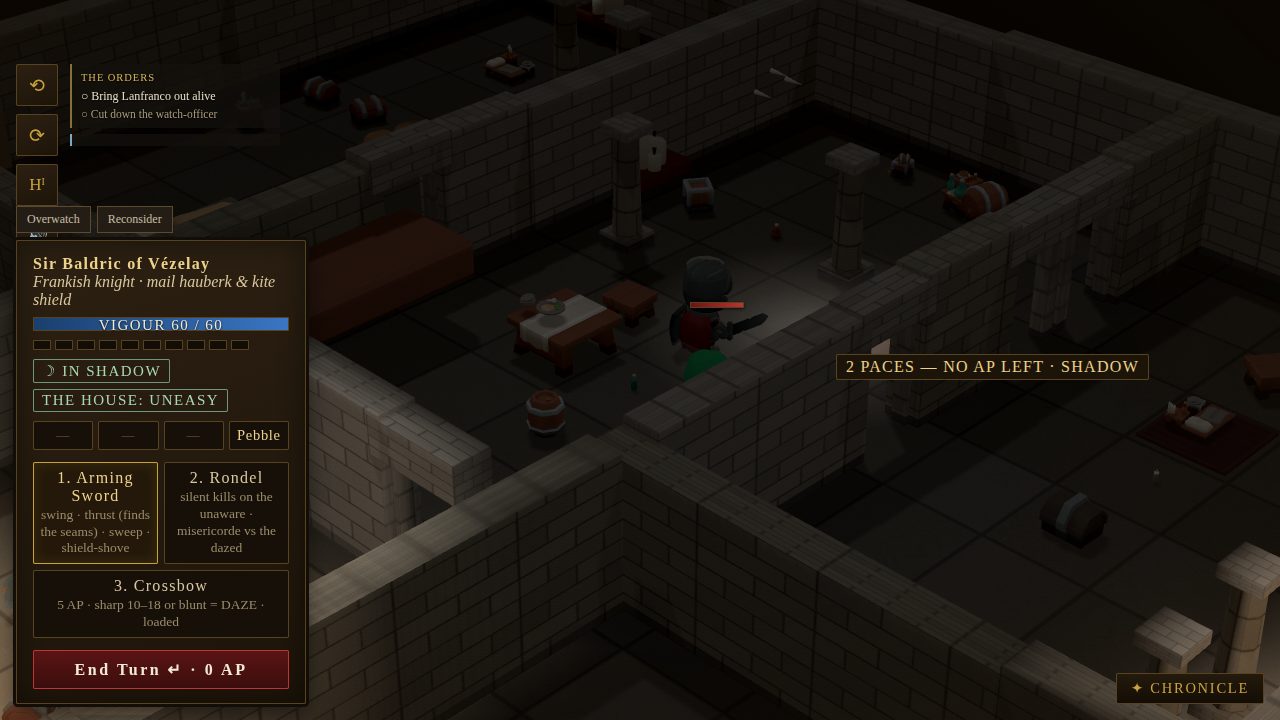 Crusader Tactics — creeping through shadow, two paces from being seen